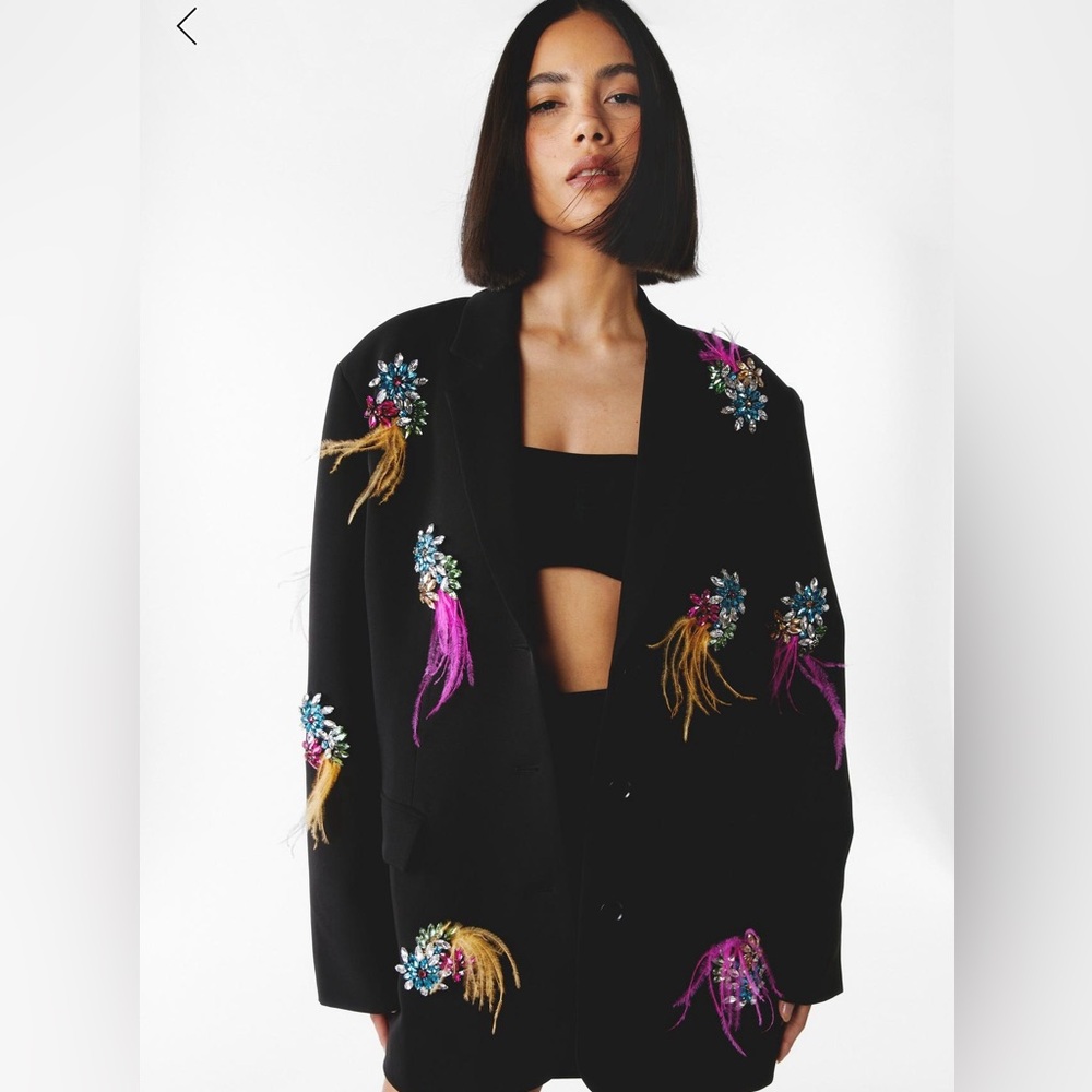Nasty gal Embellished feather blazer